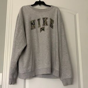 Grey Nike Hoodie with Camoe Writing